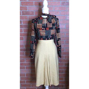 Vintage Fred Rothschild Dress Blouse Top A Line Attached Scarf Tie Long Sleeves